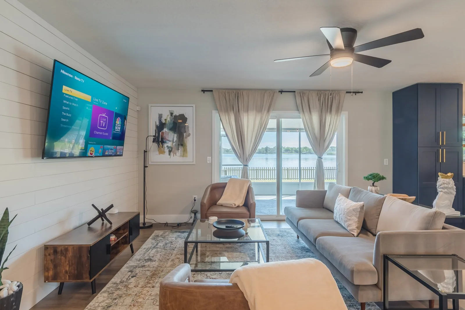 Living room with seating at an Avenir-operated Florida rental property